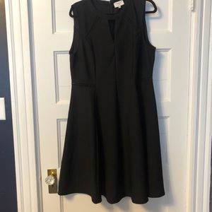 Black Textured fit‘n’flare dress w/ eyelet details